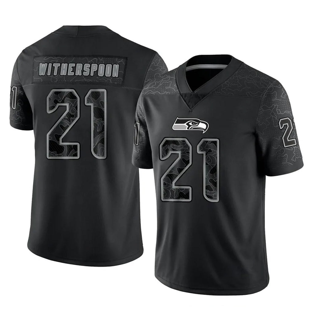 S.Seahawks #21 Devon Witherspoon Player Black Limited Reflective Home Game ROCER Stitched Jerseys