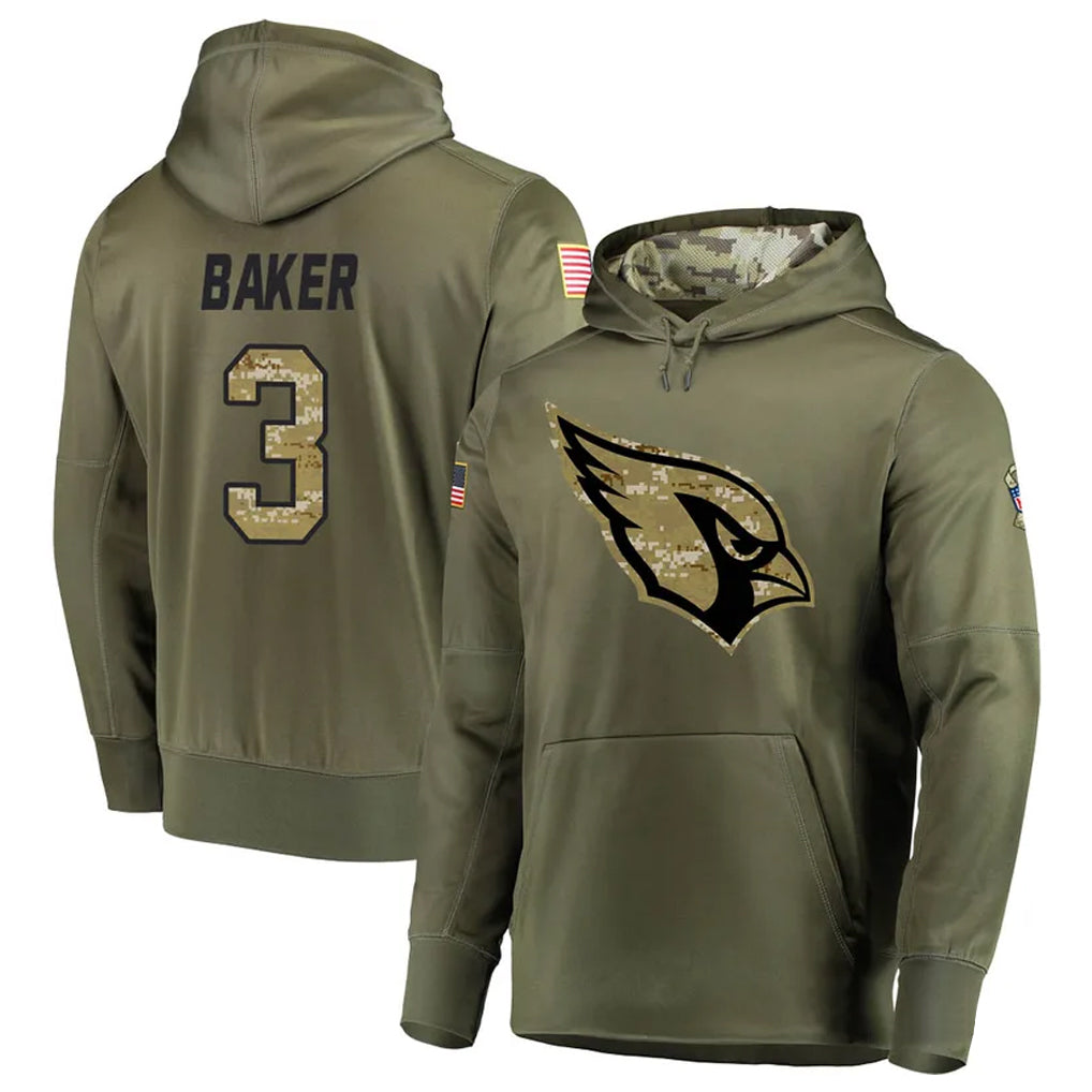 A.Cardinals #3 Budda Baker Player Olive Salute to Service Limited Hoodie ROCER Stitched Jerseys