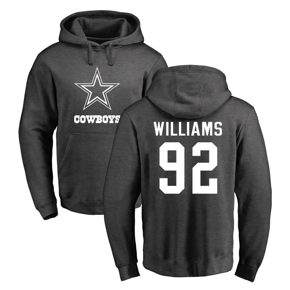 D.Cowboys #92 Quinnen Williams Player Ash One Color Pullover Hoodie Limited ROCER Stitched Jerseys