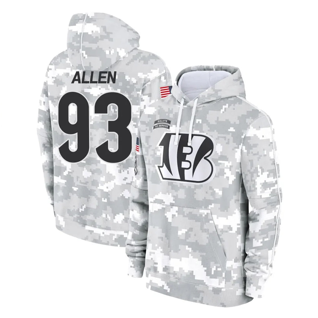C.Bengals #93 Jonathan Allen Player Arctic Camo Salute to Service Pullover Hoodie Limited ROCER Stitched Jerseys