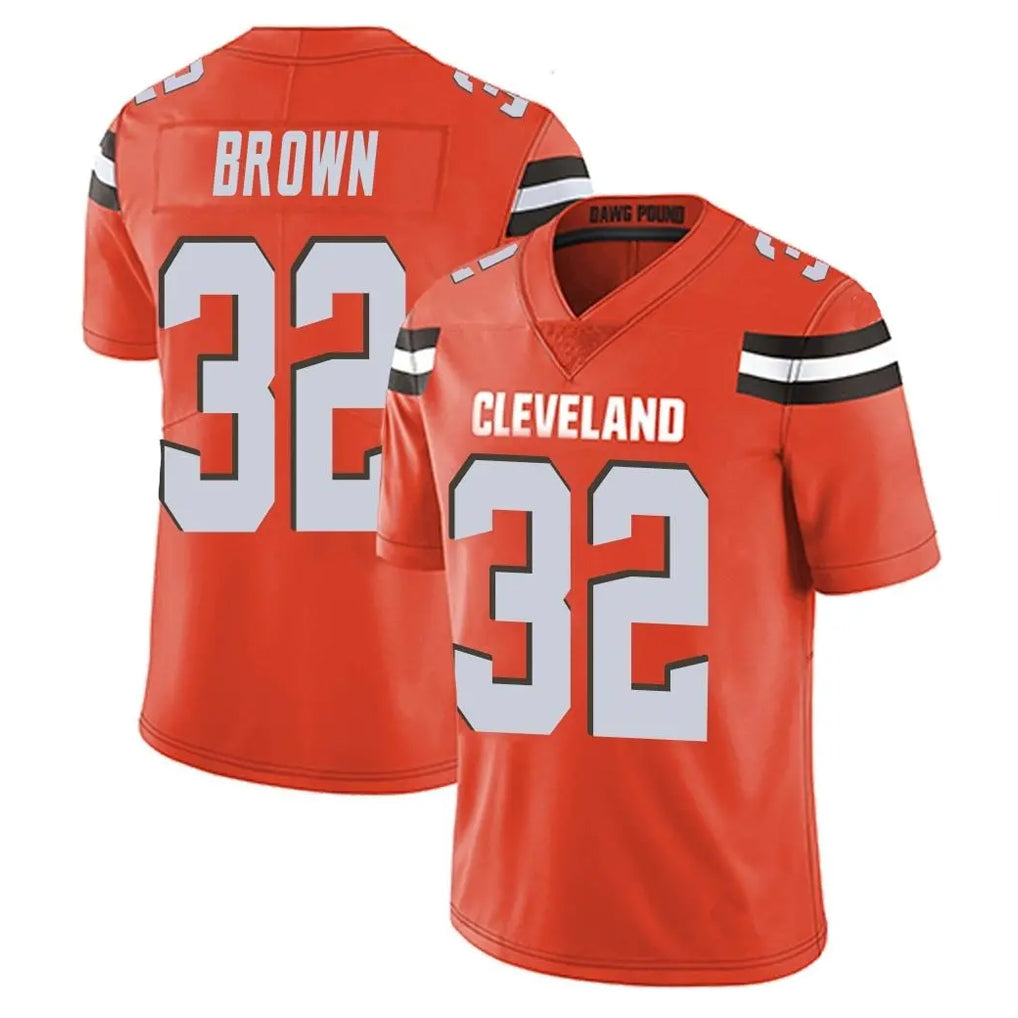 C.Browns #32 Jim Brown Player Orange Alternate Vapor Untouchable Limited Home Game ROCER Stitched Jerseys