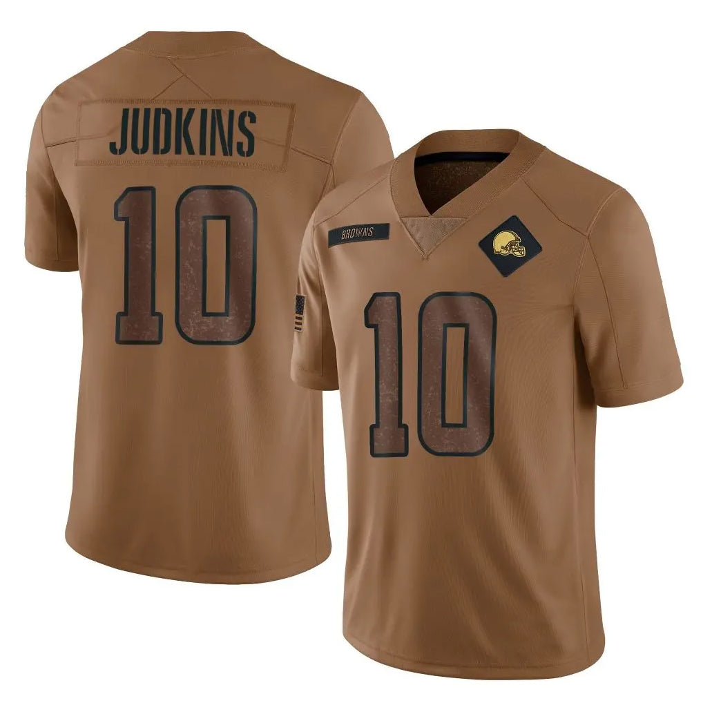 C.Browns #10 Quinshon Judkins Player Brown Salute to Service Limited Home Game ROCER Stitched Jerseys