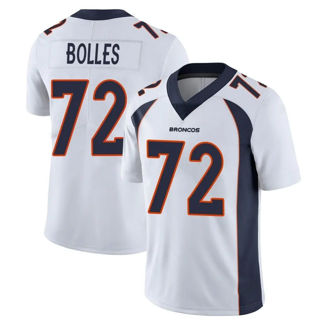 D.Broncos #72 Garett Bolles Player White Vapor Untouchable Limited Home Game ROCER Stitched Jerseys
