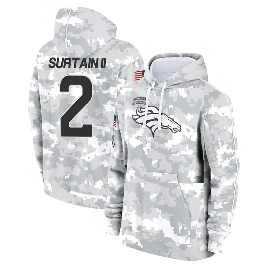 D.Broncos #2 Pat Surtain II Player Arctic Camo Salute to Service Hoodies Limited Game ROCER Stitched Jerseys
