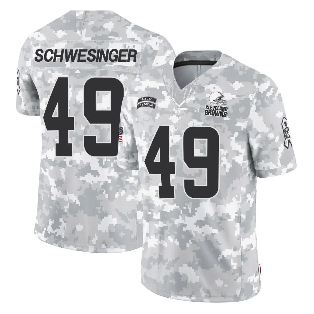 C.Browns #49 Carson Schwesinger Player Arctic Camo Salute to Service Limited Home Game ROCER Stitched Jerseys