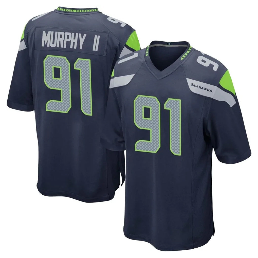 S.Seahawks #91 Byron Murphy II Player Navy Home Game ROCER Stitched Jerseys