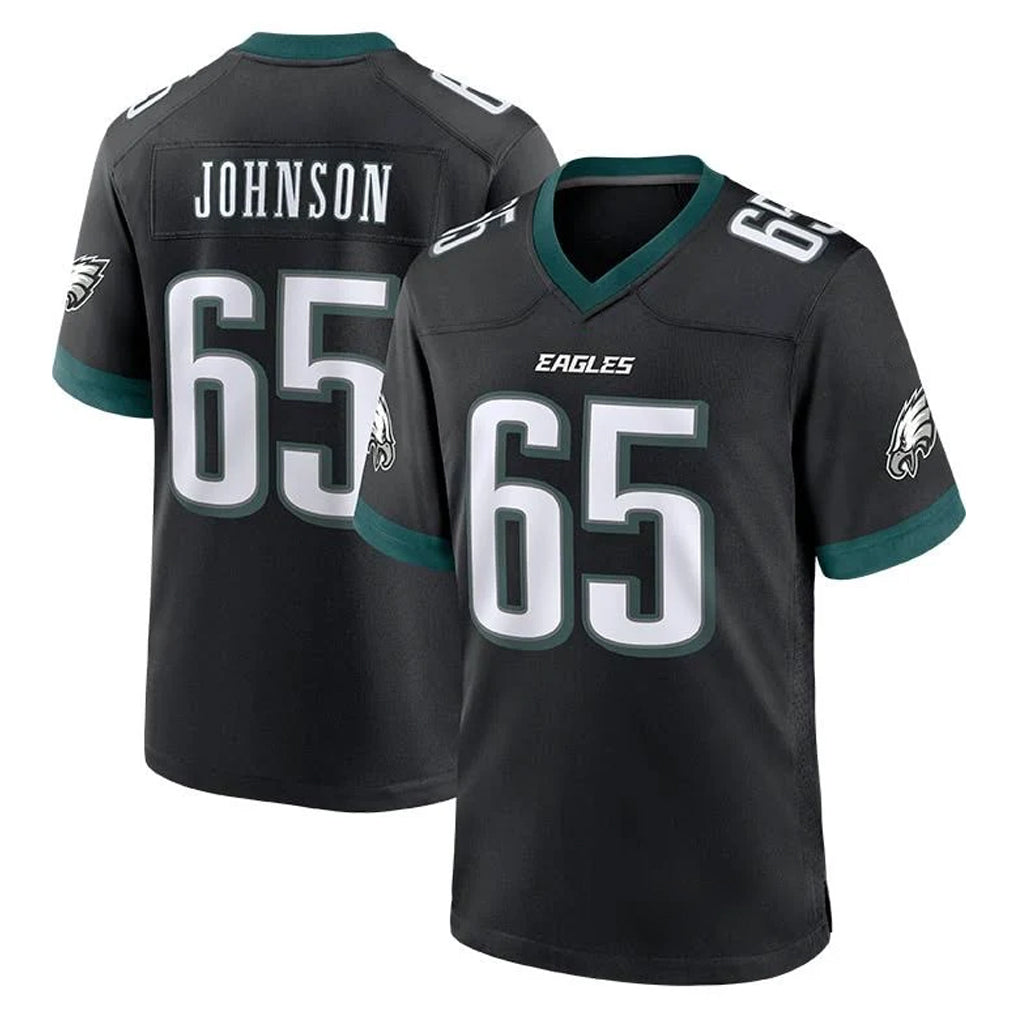 P.Eagles #65 Lane Johnson Player Black Game Home ROCER Stitched Jerseys