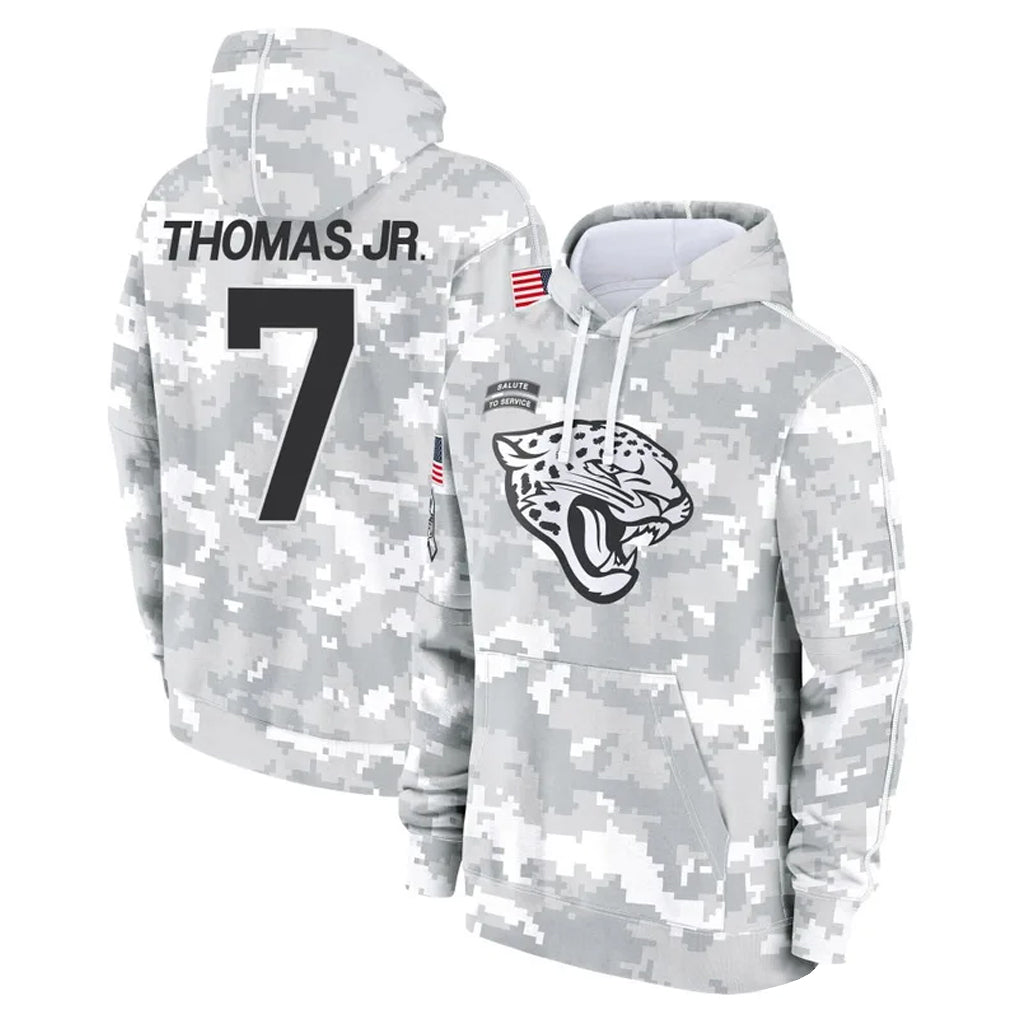J.Jaguars #7 Brian Thomas Jr. Player Arctic Camo Salute to Service Hoodies Limited Game ROCER Stitched Jerseys