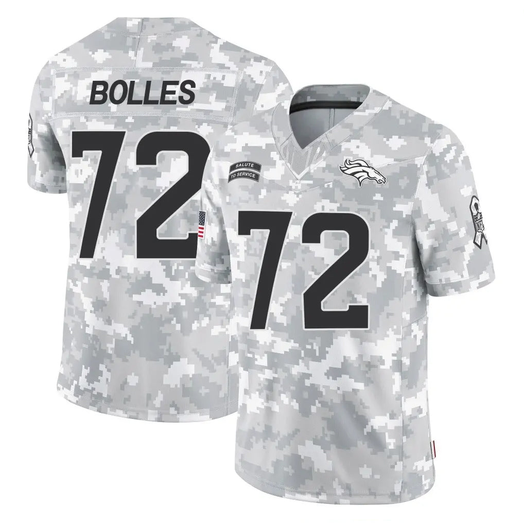 D.Broncos #72 Garett Bolles Player Arctic Camo Salute To Service Limited ROCER Stitched Jerseys