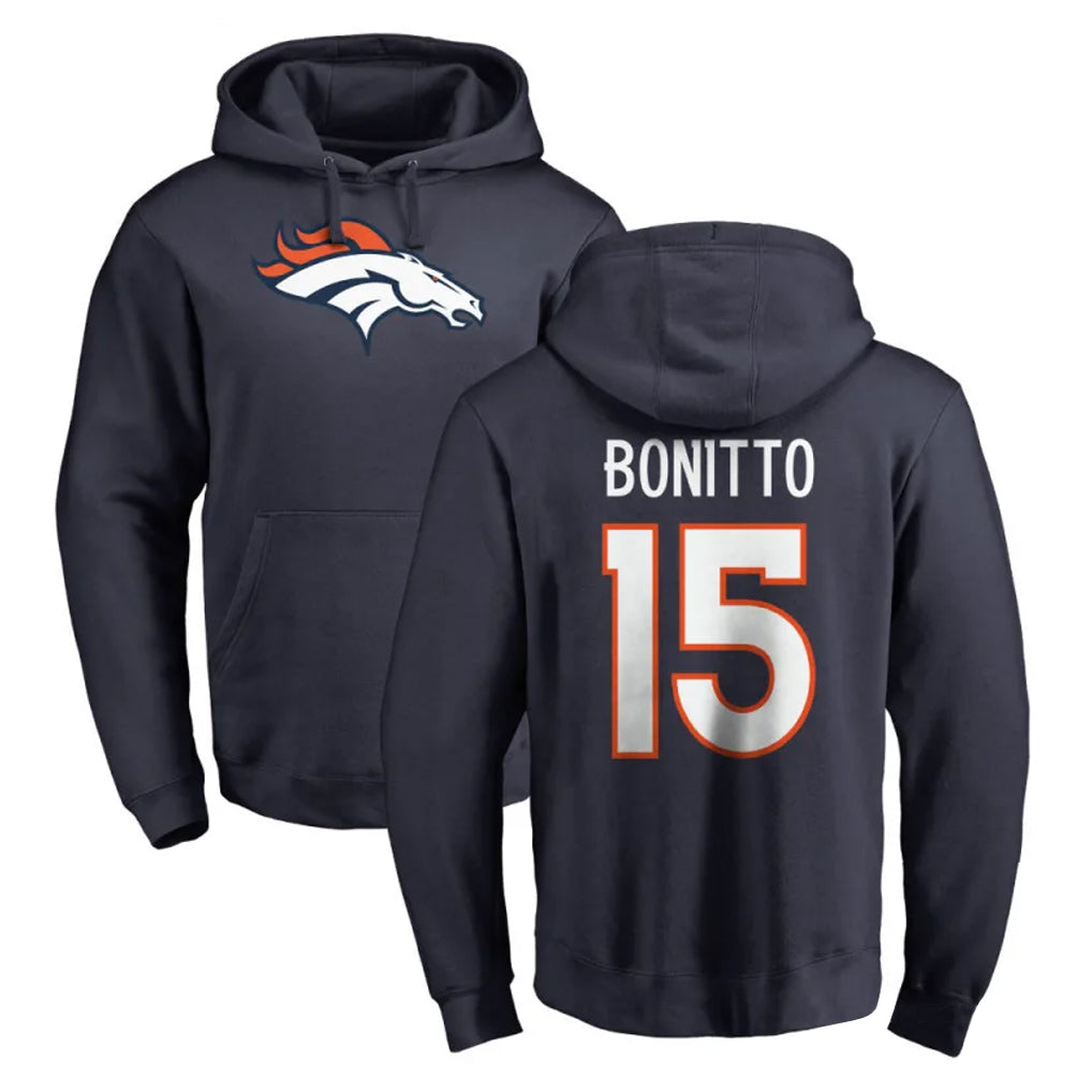 D.Broncos #15 Nik Bonitto Player Navy Pullover Hoodie Limited ROCER Stitched Jerseys