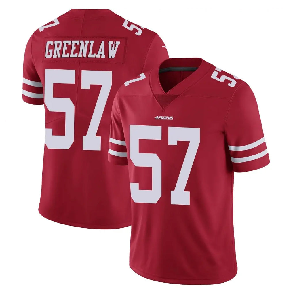 SF.49ers #57 Dre Greenlaw Player Red Limited Vapor Untouchable Home Game ROCER Stitched Jerseys