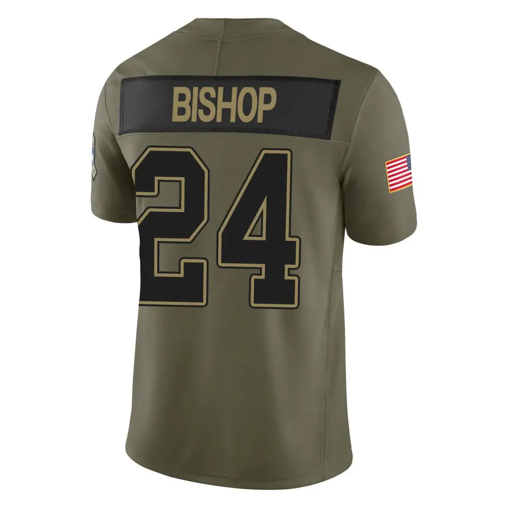 B.Bills #24 Cole Bishop Player Olive Salute To Service Limited Home Game ROCER Stitched Jerseys