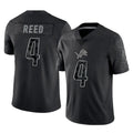 D.Lions #4 D.J. Reed Player Black Reflective Limited Home Game ROCER Stitched Jerseys