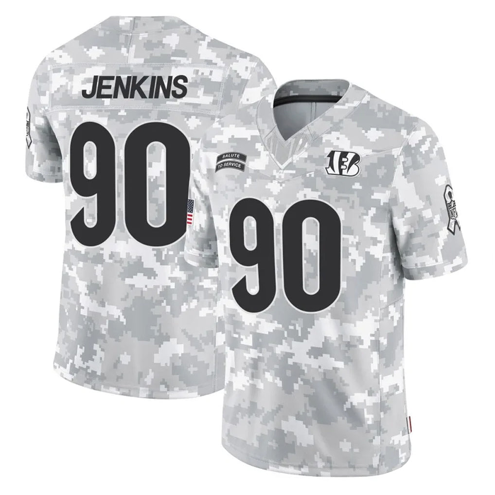C.Bengals #90 Kris Jenkins Jr Player Arctic Camo Salute to Service Limited ROCER Stitched Jerseys