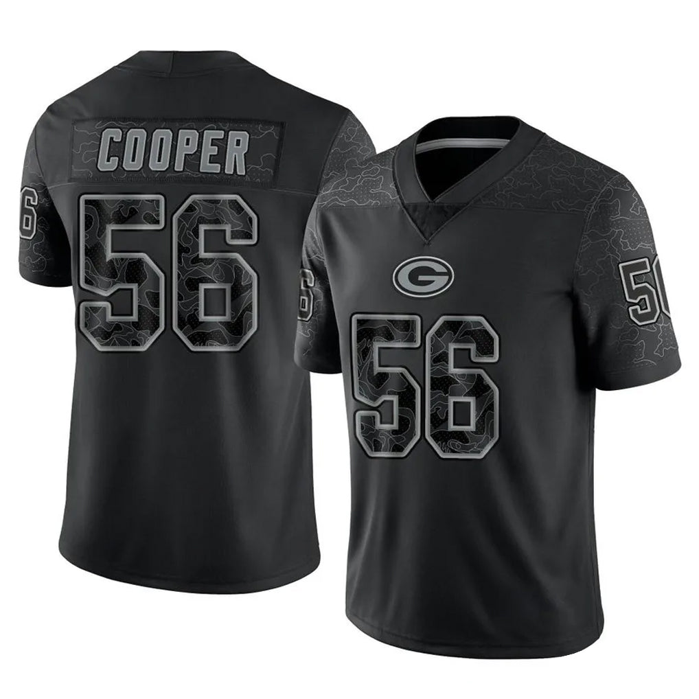 GB.Packers #56 Edgerrin Cooper Player Black Reflective Limited Home Game ROCER Stitched Jerseys