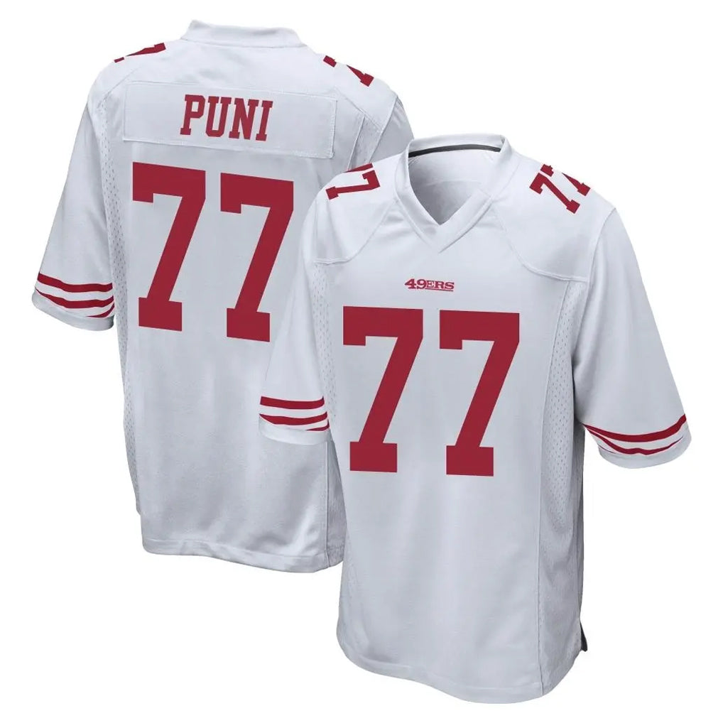 SF.49ers #77 Dominick Puni Player White Home Game ROCER Stitched Jerseys