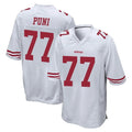 SF.49ers #77 Dominick Puni Player White Home Game ROCER Stitched Jerseys