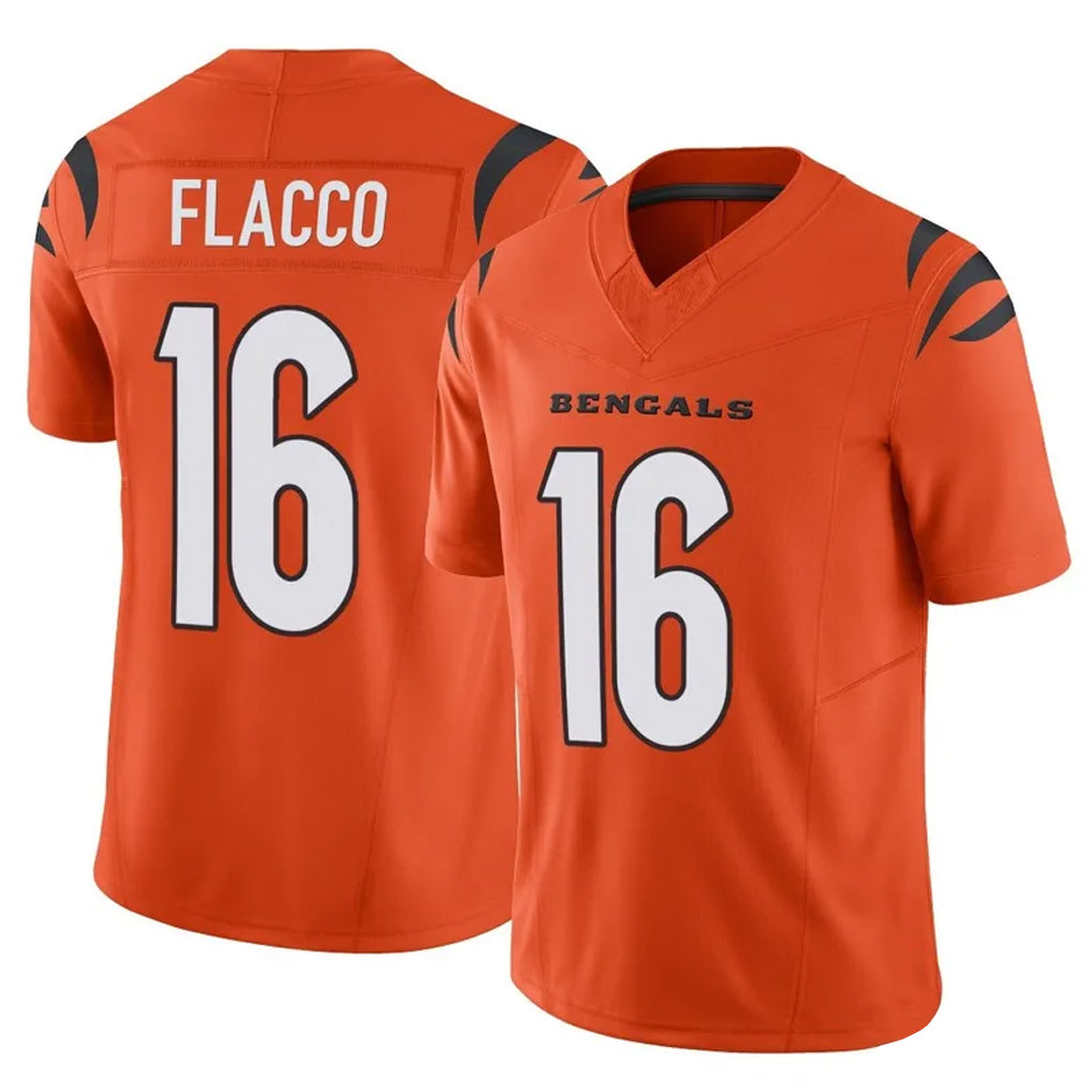 C.Bengals #16 Joe Flacco Player Orange Vapor F.U.S.E. Limited Home Game ROCER Stitched Jerseys
