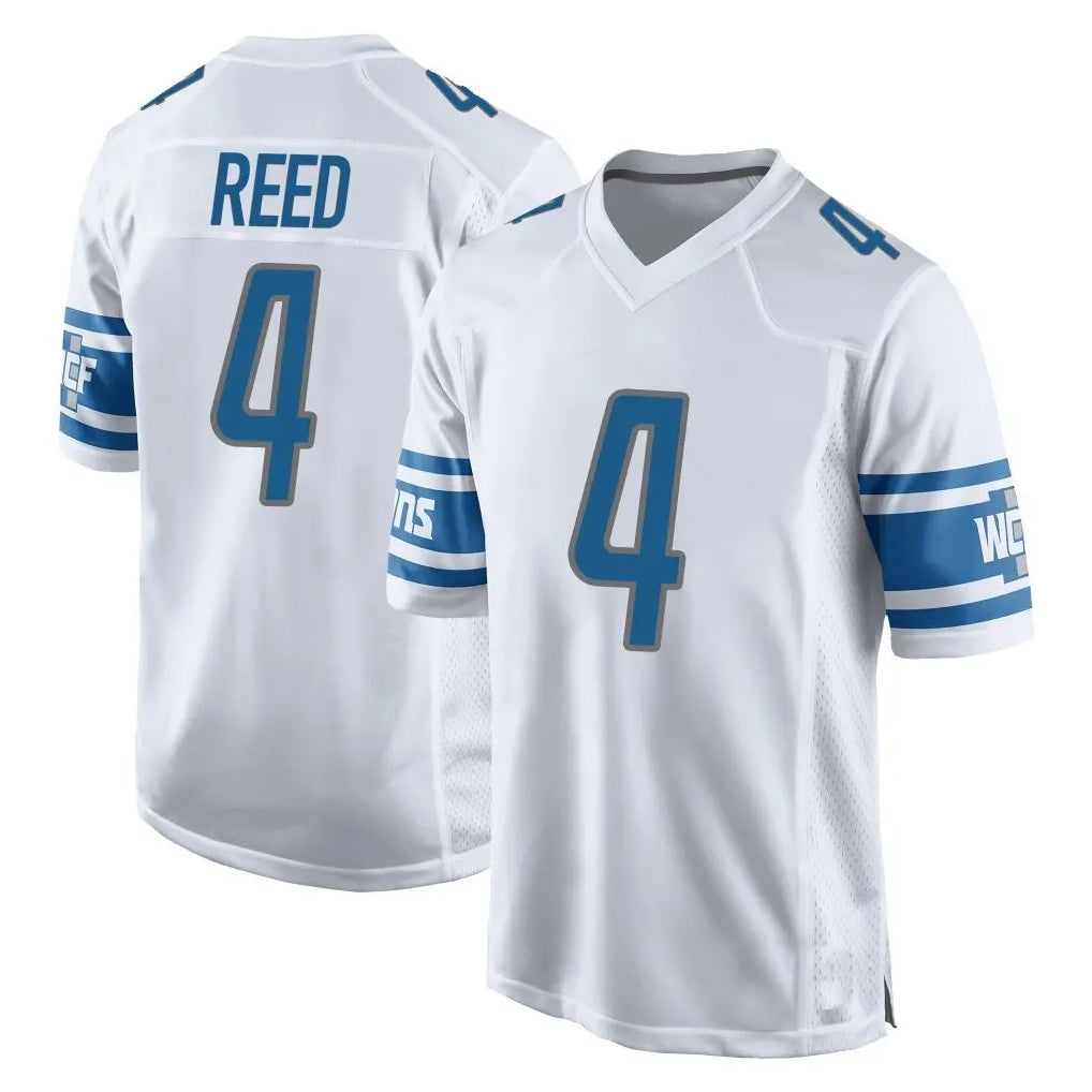 D.Lions #4 D.J. Reed Player White Home Game ROCER Stitched Jerseys