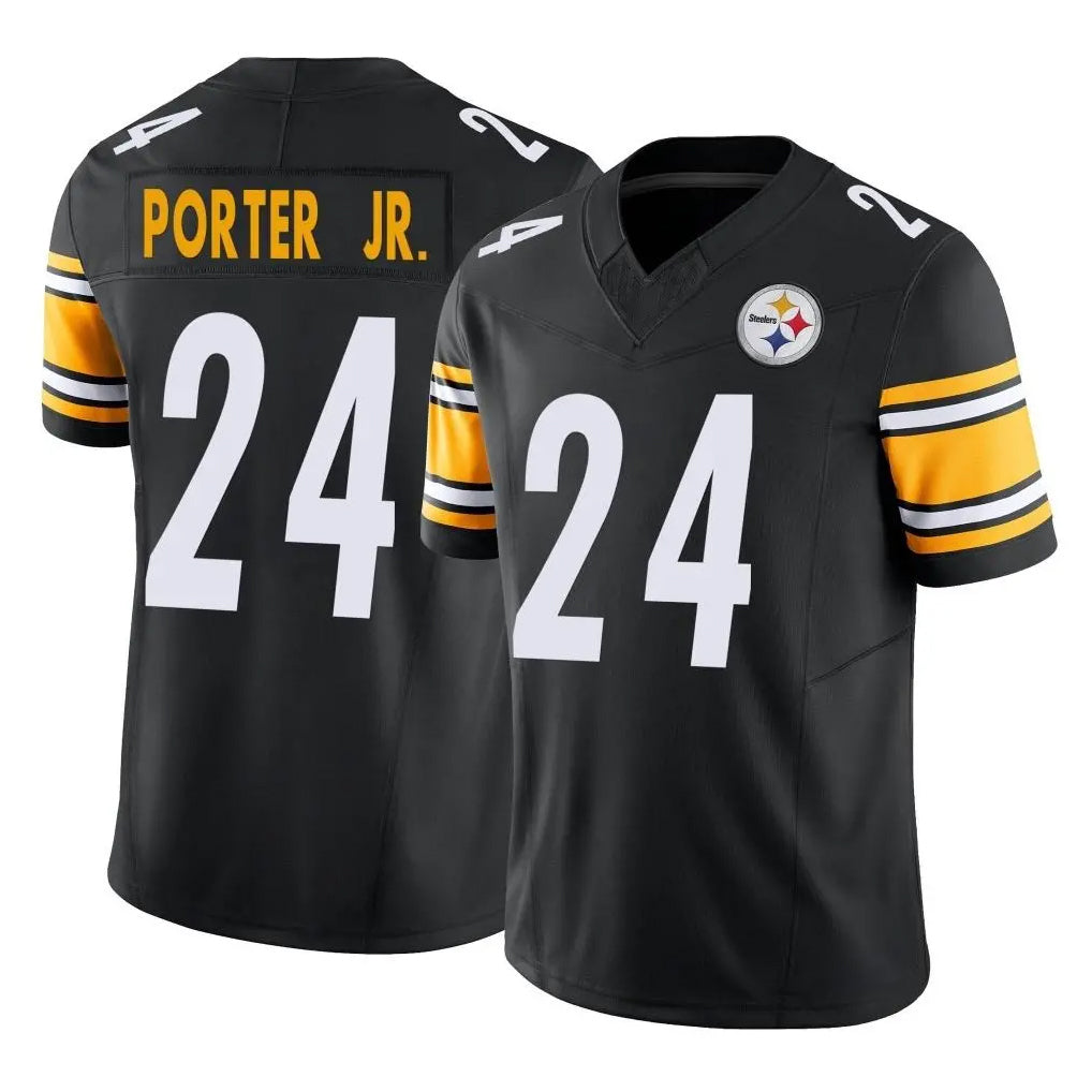 P.Steelers #24 Joey Porter Jr. Player Black Limited Vapor F.U.S.E. Home Game ROCER Stitched Jerseys