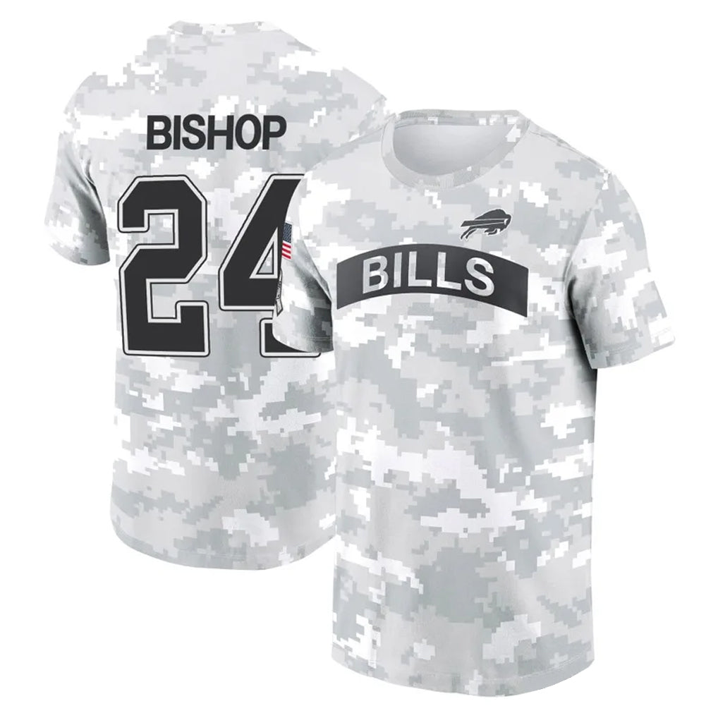 B.Bills #24 Cole Bishop Player Arctic Camo Salute to Service T-Shirt Hoodies ROCER Stitched Jerseys