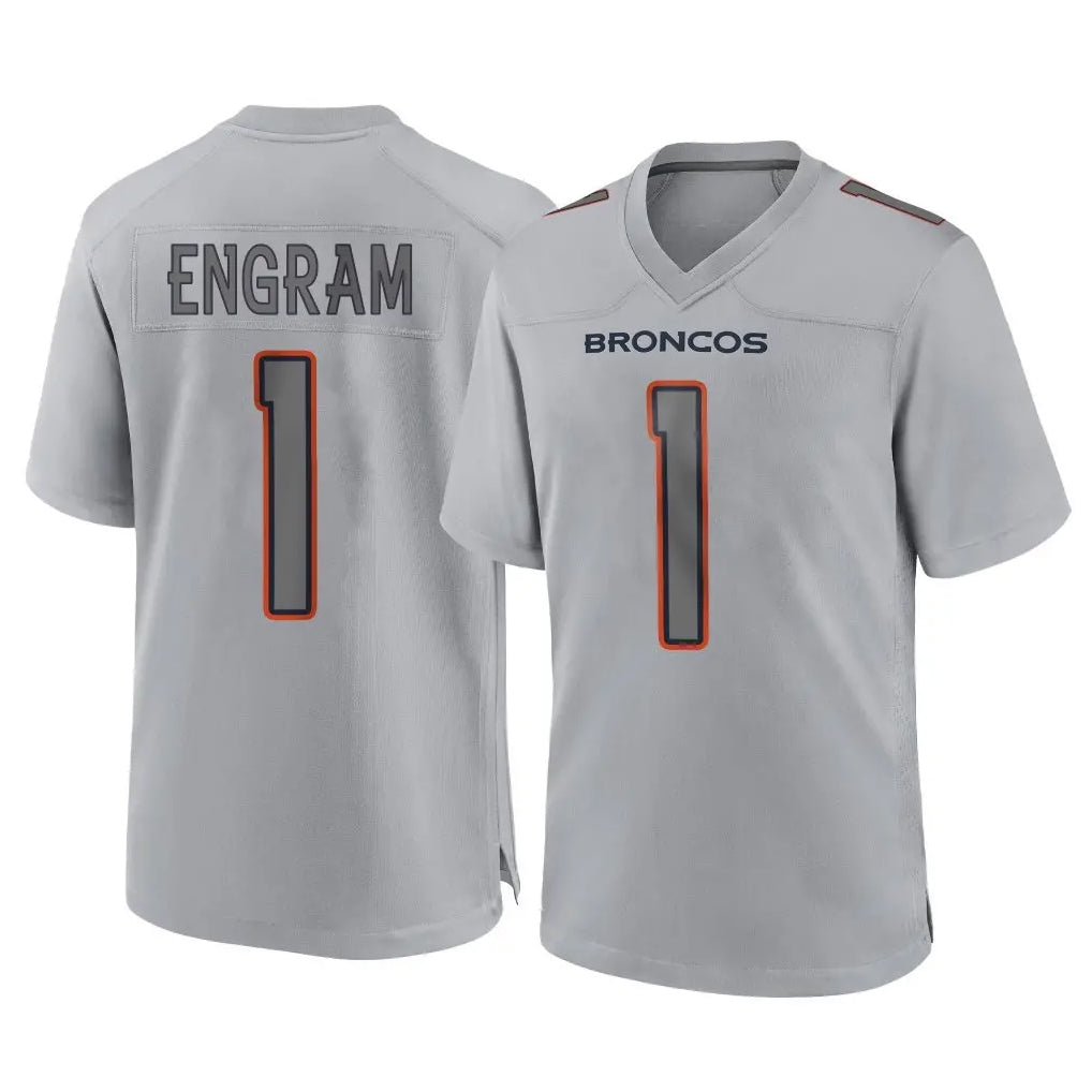 D.Broncos #1 Evan Engram Player Gray Atmosphere Fashion Limited Game ROCER Stitched Jerseys