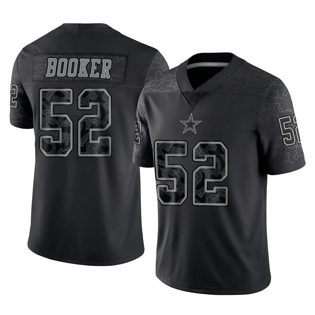 D.Cowboys #52 Tyler Booker Player Black Limited Reflective Home Game ROCER Stitched Jerseys
