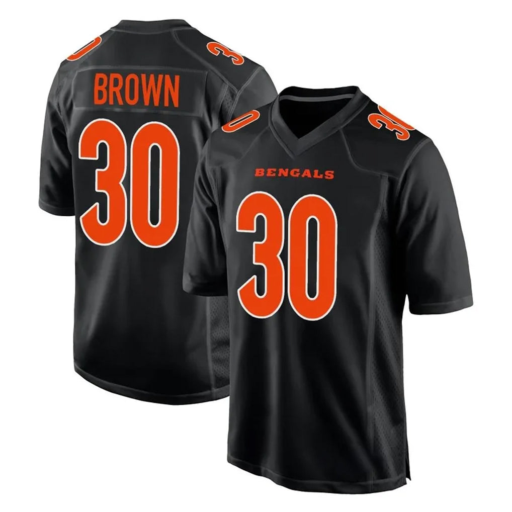 C.Bengals #30 Chase Brown Player Black Fashion Game ROCER Stitched Jerseys