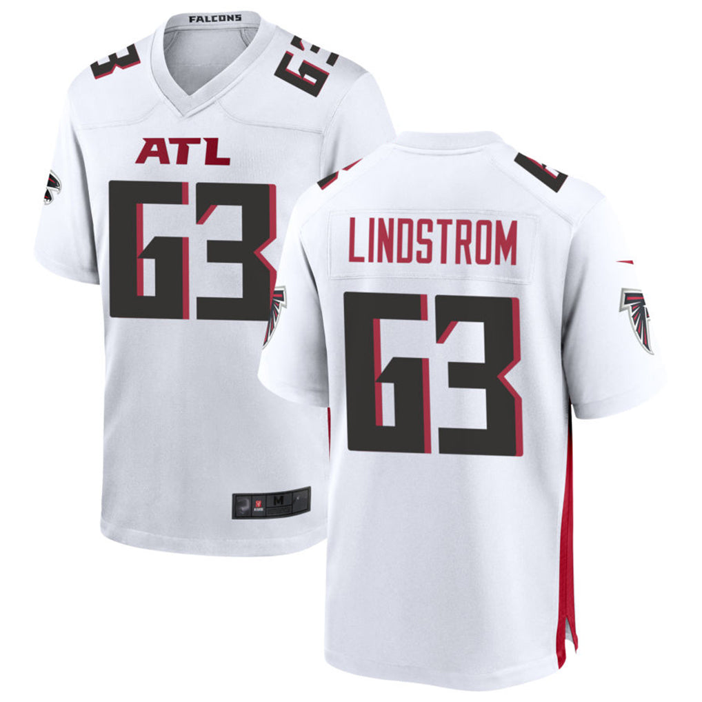 A.Falcons #63 Chris Lindstrom Player White Home Game ROCER Stitched Jerseys