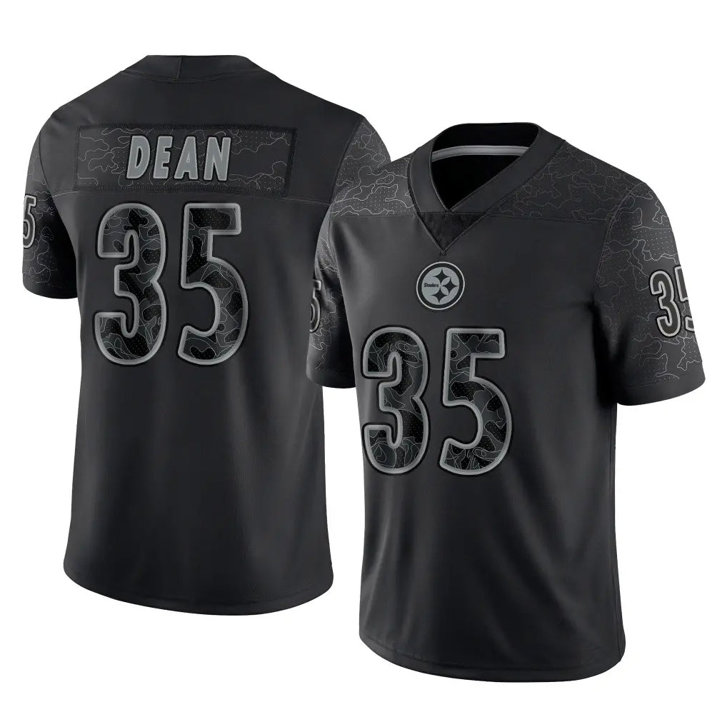 P.Steelers #35 Jamel Dean Player Black Reflective Limited Home Game ROCER Stitched Jerseys