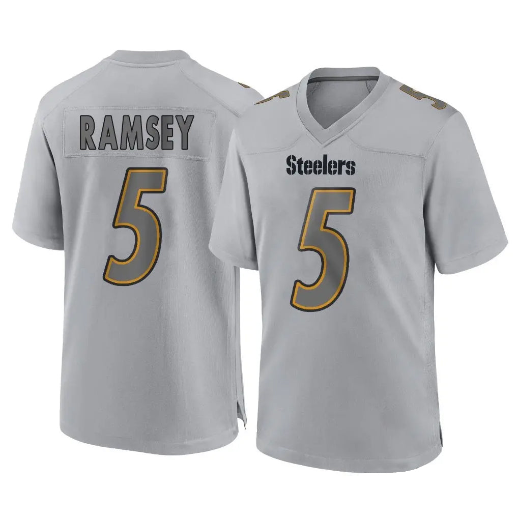 P.Steelers #5 Jalen Ramsey Player Gray Atmosphere Fashion Home Game ROCER Stitched Jerseys