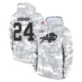 B.Bills #24 Cole Bishop Player Arctic Camo Salute to Service Hoodies Limited ROCER Stitched Jerseys