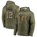 A.Falcons #12 Avieon Terrell Player Olive Salute to Service Club Fleece Hoodie ROCER Stitched Jerseys