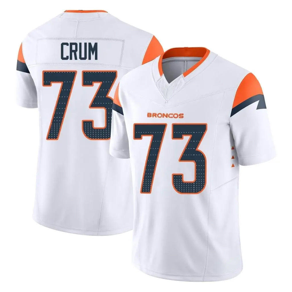 D.Broncos #73 Frank Crum Player White Limited Vapor F.U.S.E. Home Game ROCER Stitched Jerseys