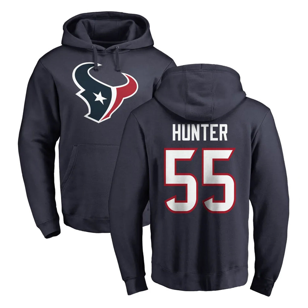 H.Texans #55 Danielle Hunter Player Navy Pro Line Pullover Hoodie Limited Game ROCER Stitched Jerseys