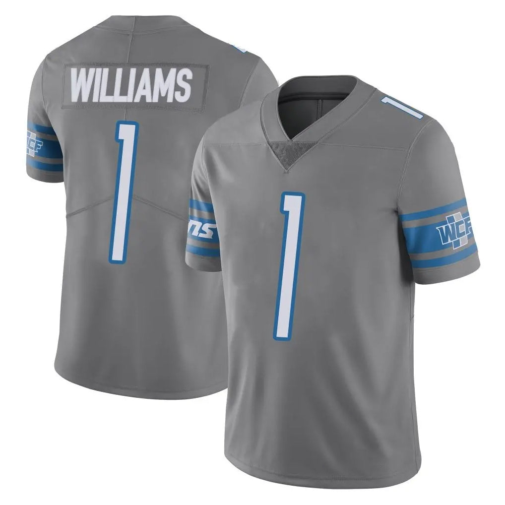 D.Lions #1 Jameson Williams Player Gray Vapor Untouchable Limited Home Game ROCER Stitched Jerseys