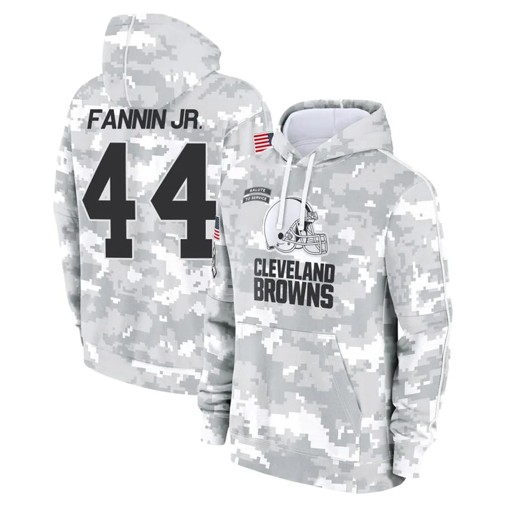 C.Browns #44 Harold Fannin Jr. Player Arctic Camo Salute to Service Hoodies Limited Game ROCER Stitched Jerseys