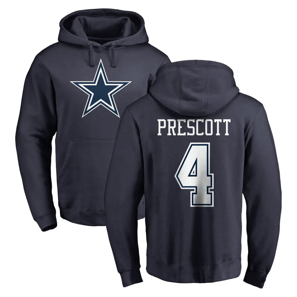 D.Cowboys #4 Dak Prescott Player Navy Pullover Hoodies Limited ROCER Stitched Jerseys