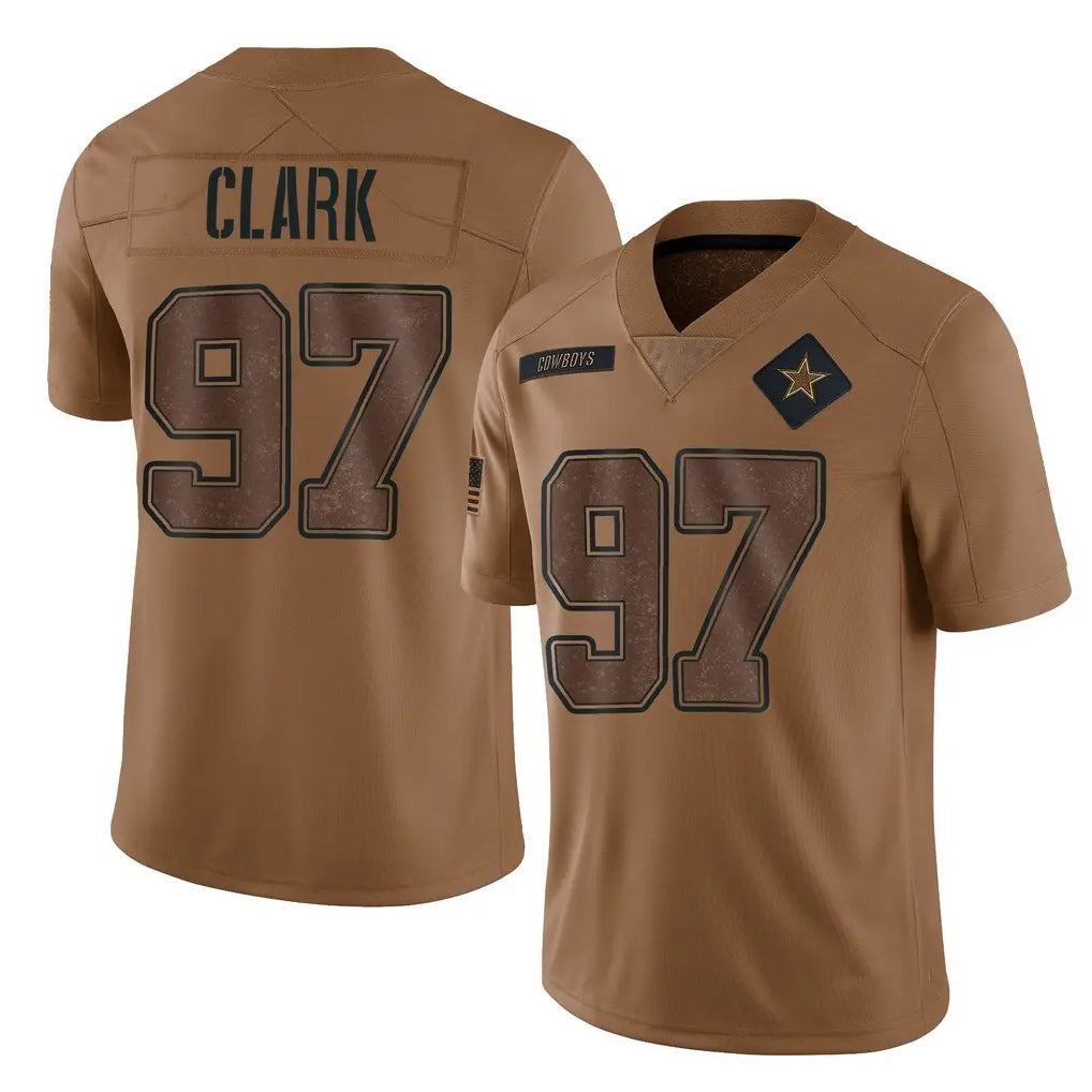 D.Cowboys #97 Kenny Clark Player Brown Salute to Service Limited Home Game ROCER Stitched Jerseys